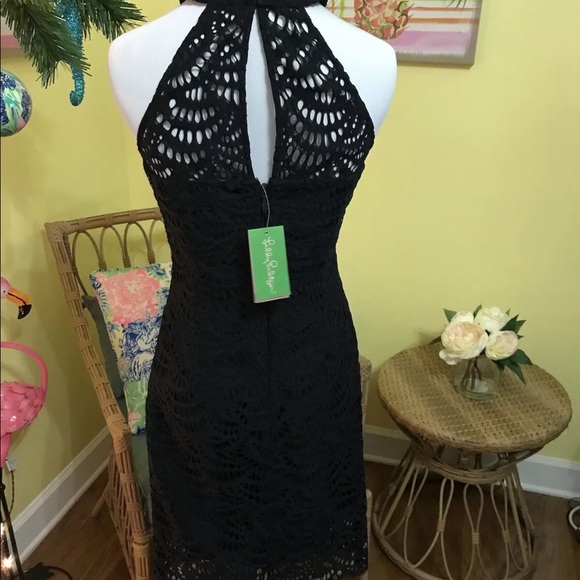 Lilly Pulitzer NWT Kenna Halter Dress Onyx Scalloped Fan Lace Size 0 - Picture 3 of 14